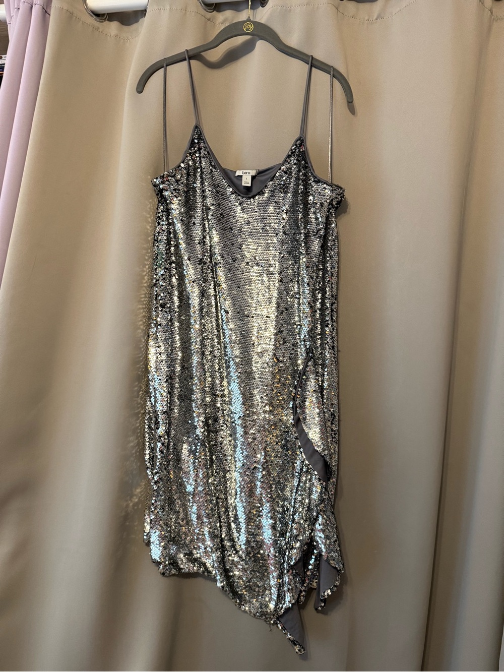 Bar III Silver Sequin Party Dress
